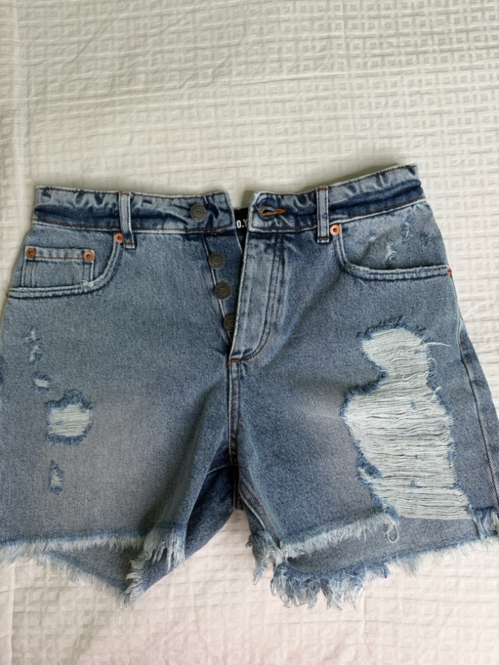 SER.O.YA Light Blue Denim Shorts with Button Fly